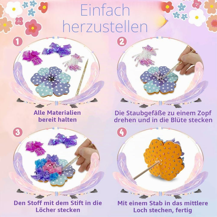 FORESTDREAM Blumen Poke Art Bastelset, DIY Blumenstrauss Basteln mit 8 Blumen und 2 Schmetterlingen,