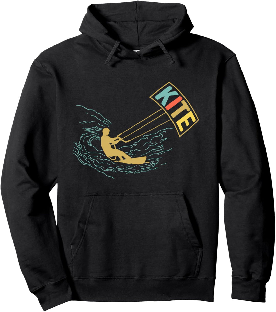 Kitesurfer Retro Kiteboarding Surfboard Wassersport Kite Pullover Hoodie