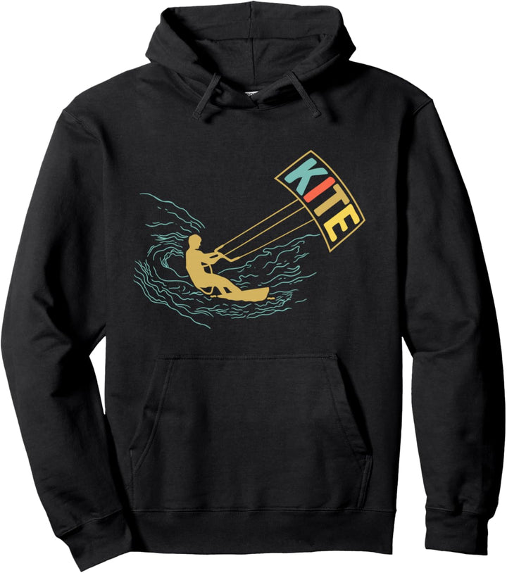 Kitesurfer Retro Kiteboarding Surfboard Wassersport Kite Pullover Hoodie