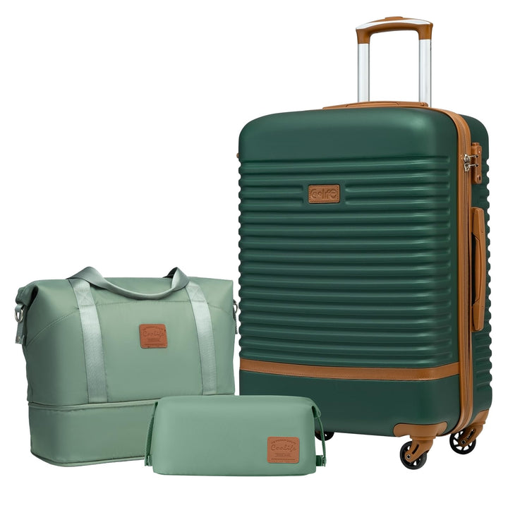 COOLIFE Koffer Set 3-TLG: Mittlerer Koffer + Reisetasche | ABS Hartschale Leicht, 360° Räder & TSA-S
