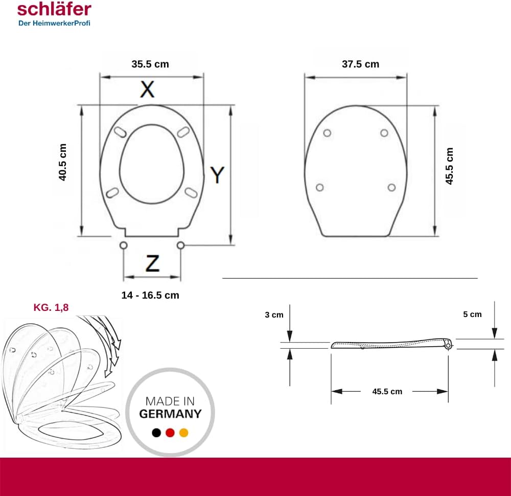 Schläfer | 4664101 - Universal-Toilettendeckel mit Soft-Close, WC Deckel Soft-Close, Quick-Release W