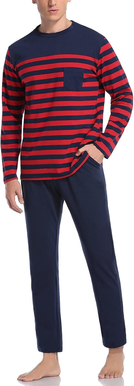 Irdcomps Schlafanzug Lang Herren Pyjamas Baumwolle Winter Warm Langarm Pyjamas Set Männer Hausanzug