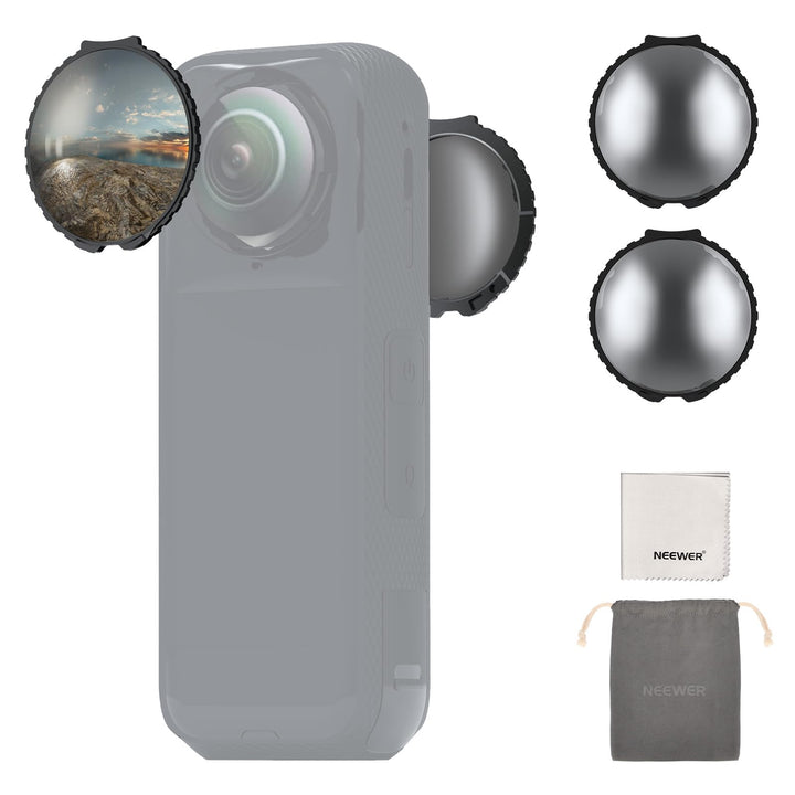 NEEWER ND Filter kompatibel mit Insta360 X5, ND16 Objektiv Filter Set, 4 Stop Lichtreduzierung, aufs