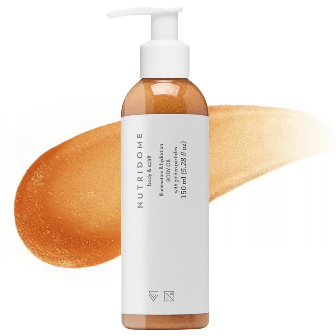 NUTRIDOME Schimmerndes Körperöl - Glow Body Oil for women with jojoba oil &amp; Süssmandelöl - Body Glow