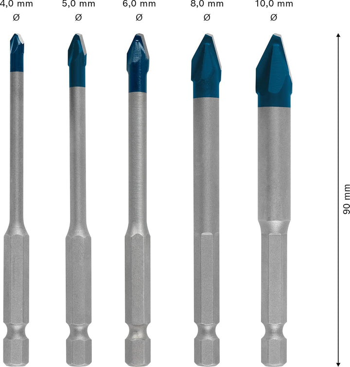 Bosch Accessories 5x Expert HEX-9 HardCeramic Bohrer Set (für Dachziegel, Fliesen, Ø 4-10 mm, Zubehö