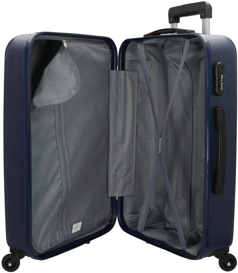 Roll Road Flex Grosser Koffer Blau 51x74x28 cms Hartschalen ABS Kombinationsschloss 91L 3,8Kgs 4 Räd