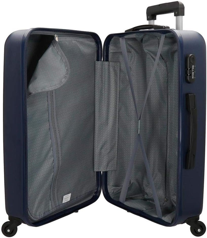 Roll Road Flex Grosser Koffer Blau 51x74x28 cms Hartschalen ABS Kombinationsschloss 91L 3,8Kgs 4 Räd
