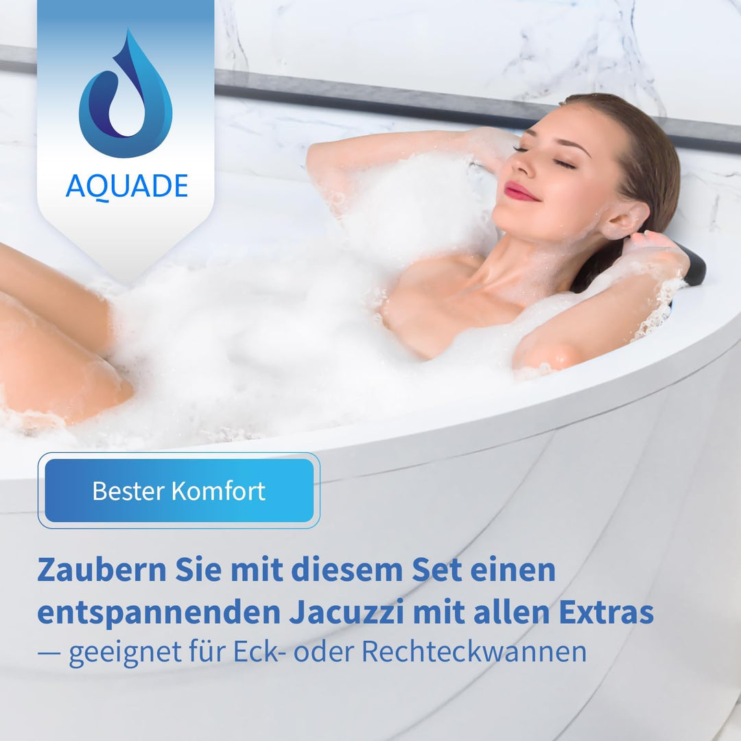 AQUADE Bausatz mit Whirlpool Düsen Set 8X , Whirlpool Pumpe , Schlauch Adapter Set , Pneumatikschlau