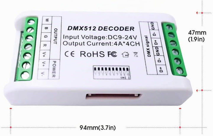 4 Kanal DMX Decoder,Mini16A RGB RGBW LED Strip Controller DMX 512 Decoder Dimmer Treiber für rgbw rg