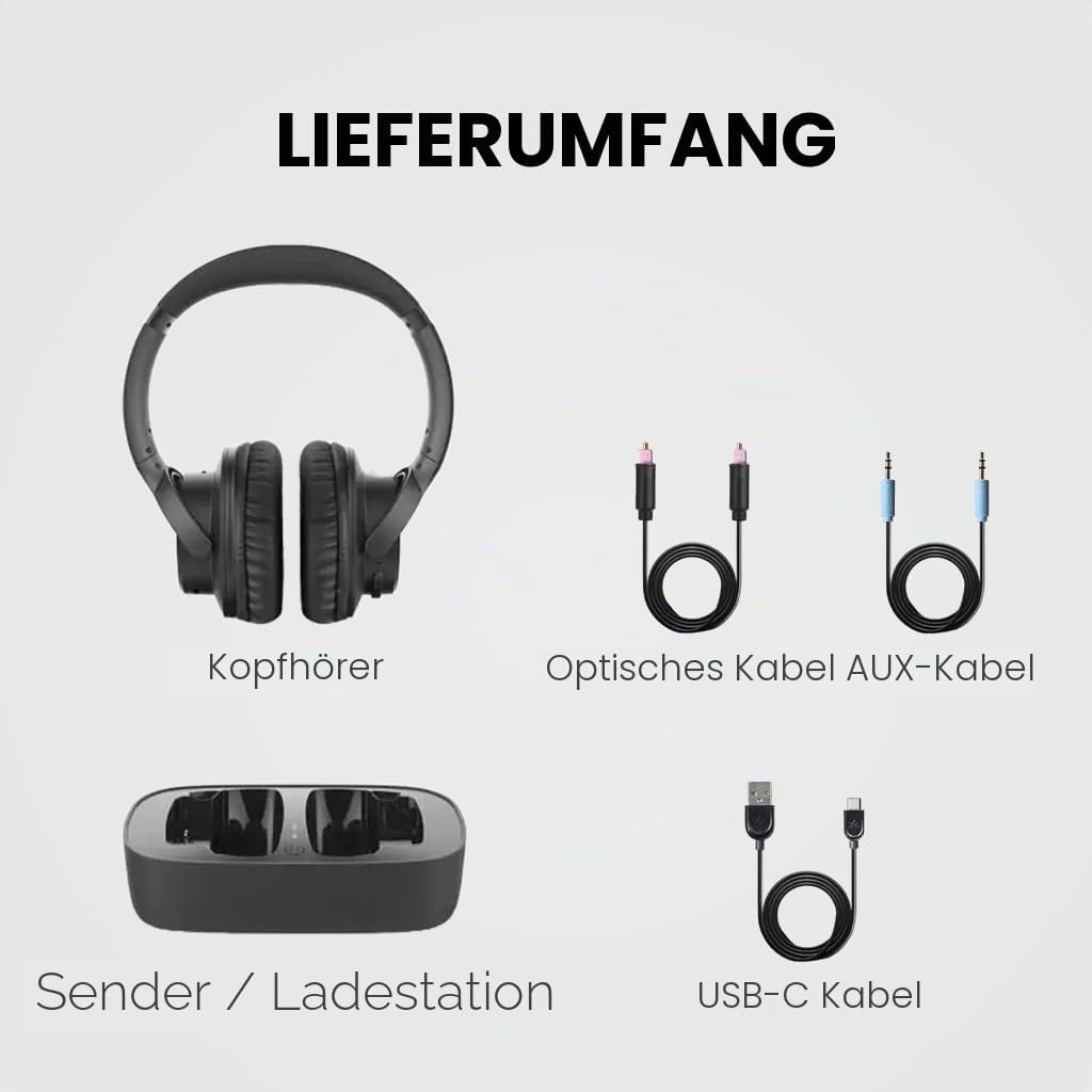 Avantree Ensemble – Funkkopfhörer Kabellos für TV, 35Std. Spielzeit Bluetooth Kopfhörer mit Ladestat