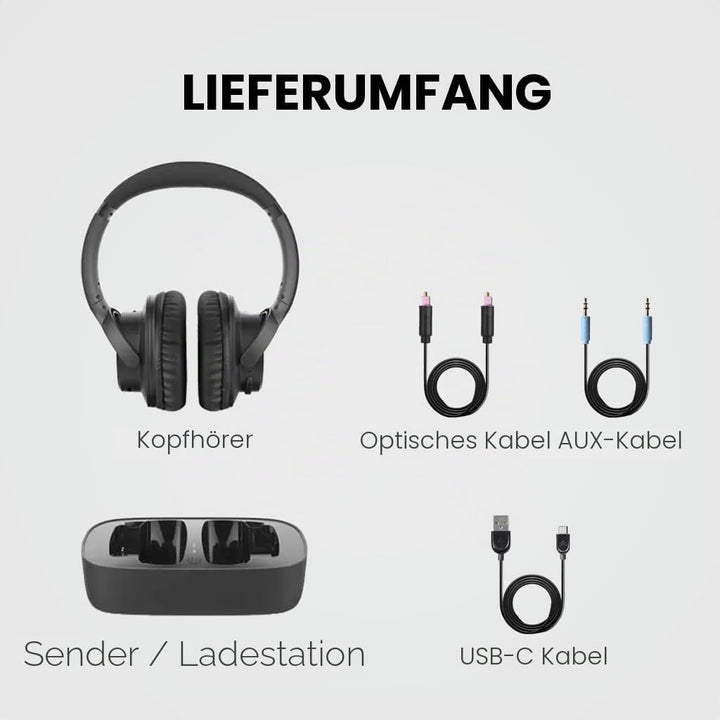Avantree Ensemble – Funkkopfhörer Kabellos für TV, 35Std. Spielzeit Bluetooth Kopfhörer mit Ladestat