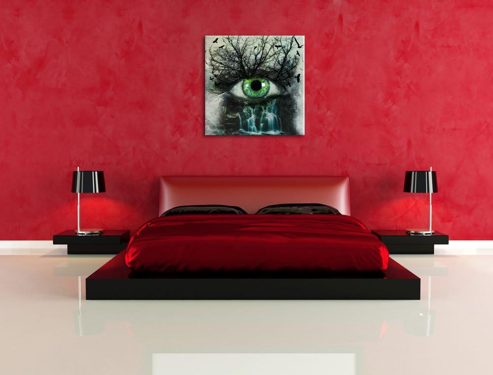 Auge verbunden mit Natur, Format: 70x70 auf Leinwand, XXL riesige Bilder fertig gerahmt mit Keilrahm