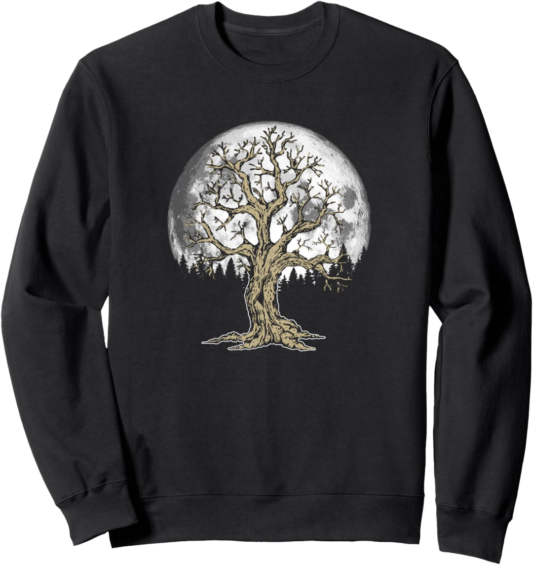 Retro Full Moon & Minimalist Spooky Tree Vintage Graphic Sweatshirt