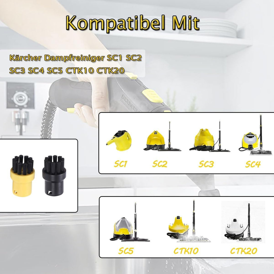 6er Rundbürstenset Rundbürste Bürste Ersatzteile Kompatibel mit Kärcher Dampfreiniger Zubehör SC1 SC