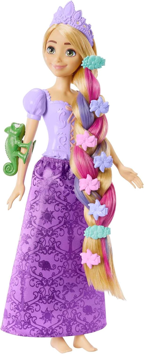 Disney Prinzessinnen Rapunzel Puppe, mit extra langen Haaren und Farbwechsel Funktion, inkl. Haar Ac