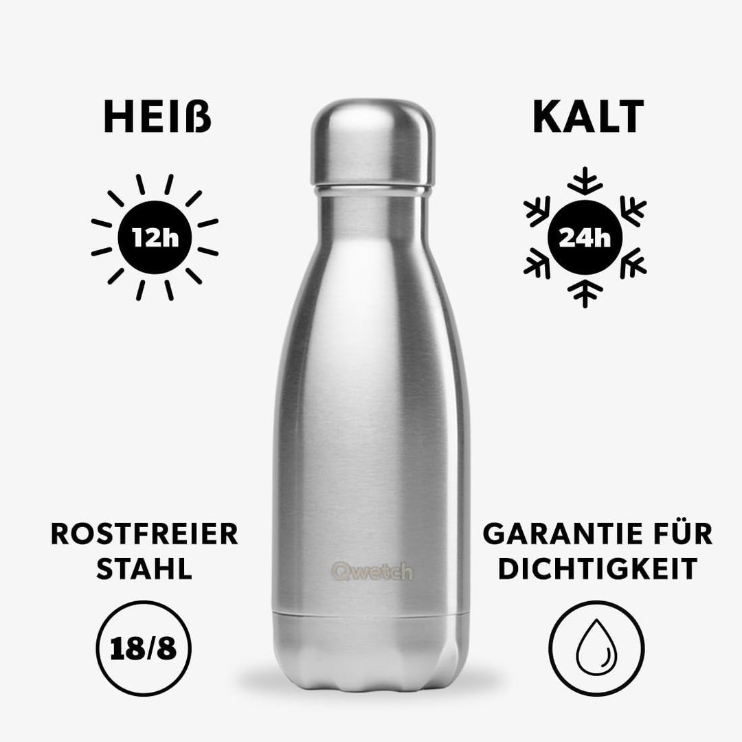 Qwetch - Trinkflasche Originals Edelstahl Isolierflasche 260ml - Thermosflasche 24h Kalt & 12h Heiss