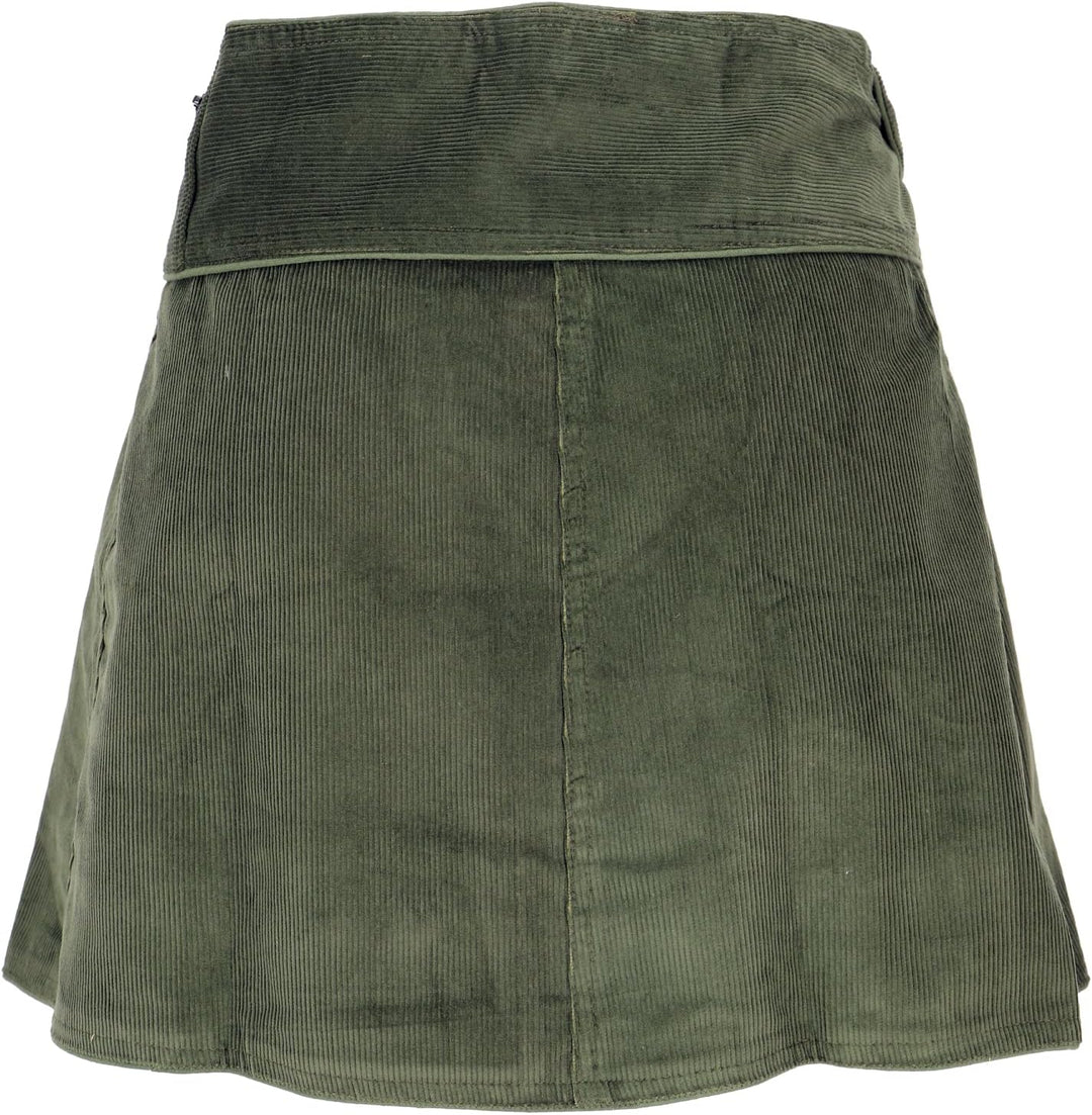 GURU SHOP Wickelrock, Cord Minirock, Damen, Baumwolle 42 Olivgrün, 42 Olivgrün