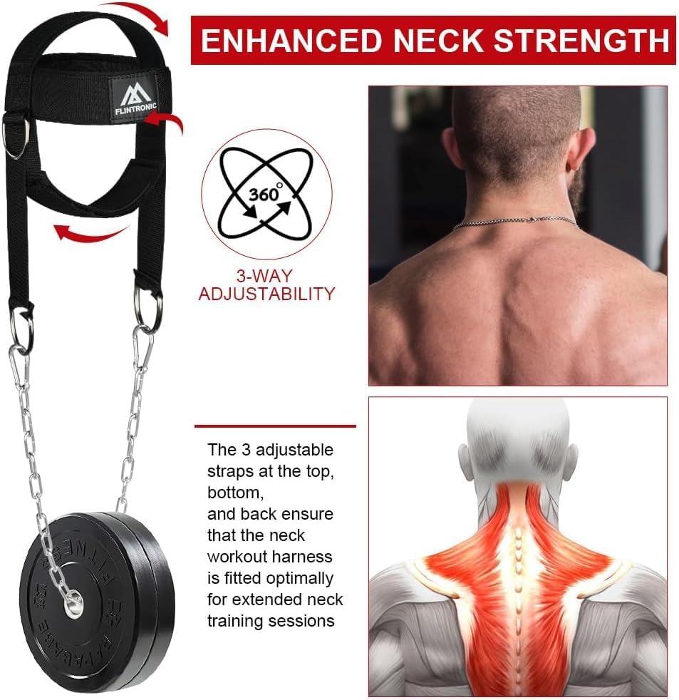 Flintronic Nackentrainer, Gewichtheben Kette Geschirr, Neck Harness für Kraftsport Nackenstrecker fü