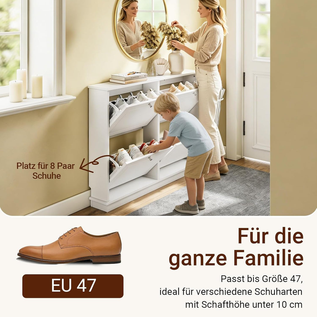 SoBuy Schuhschrank Schmal - Extrem Schmal 18Cm, Passt Grosse Schuhe Bis EU 47, Schmaler Schuhschrank