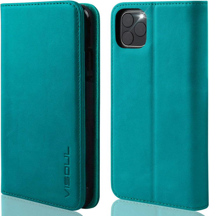 VISOUL iPhone 11 Pro Hülle,Stossfeste Handyhülle [Rindsleder][Auto Sleep/Wake] TPU Schutzhülle [Kart