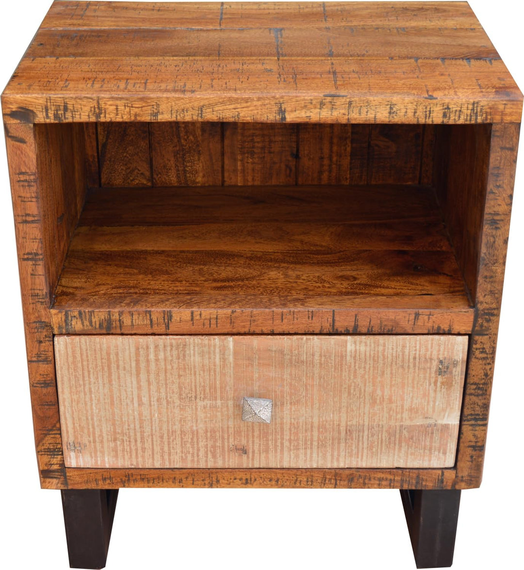 GURU SHOP Beistellschrank, Nachtschränkchen, Beistelltisch mit Ablage - Modell 5, Braun, 60x50x34 cm