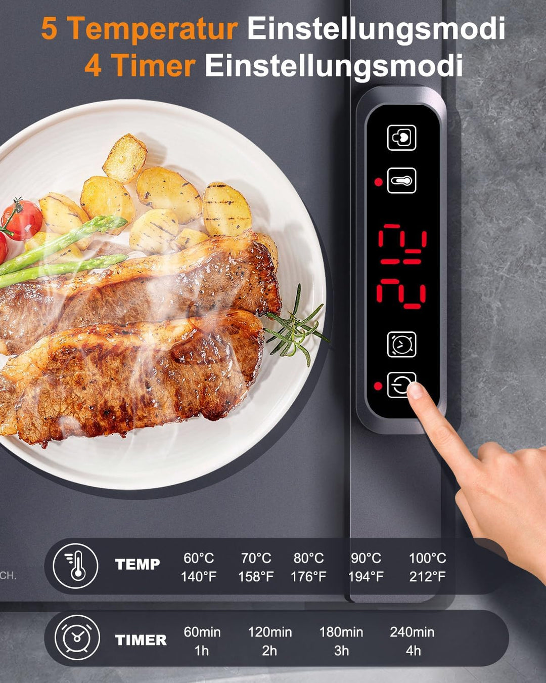 AUTOPkio Warmhalteplatte Elektrisch, Speisenwärmer Wärmeplatte für Speisen Buffetwärmer 5 Temperatur