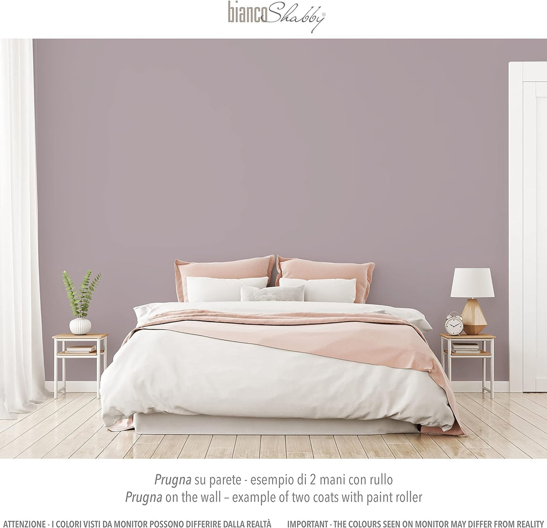 bianco Shabby® Prugna Kreidefarbe Wasserbasis für Alle Oberflächen einfach zu verarbeiten ohne schle