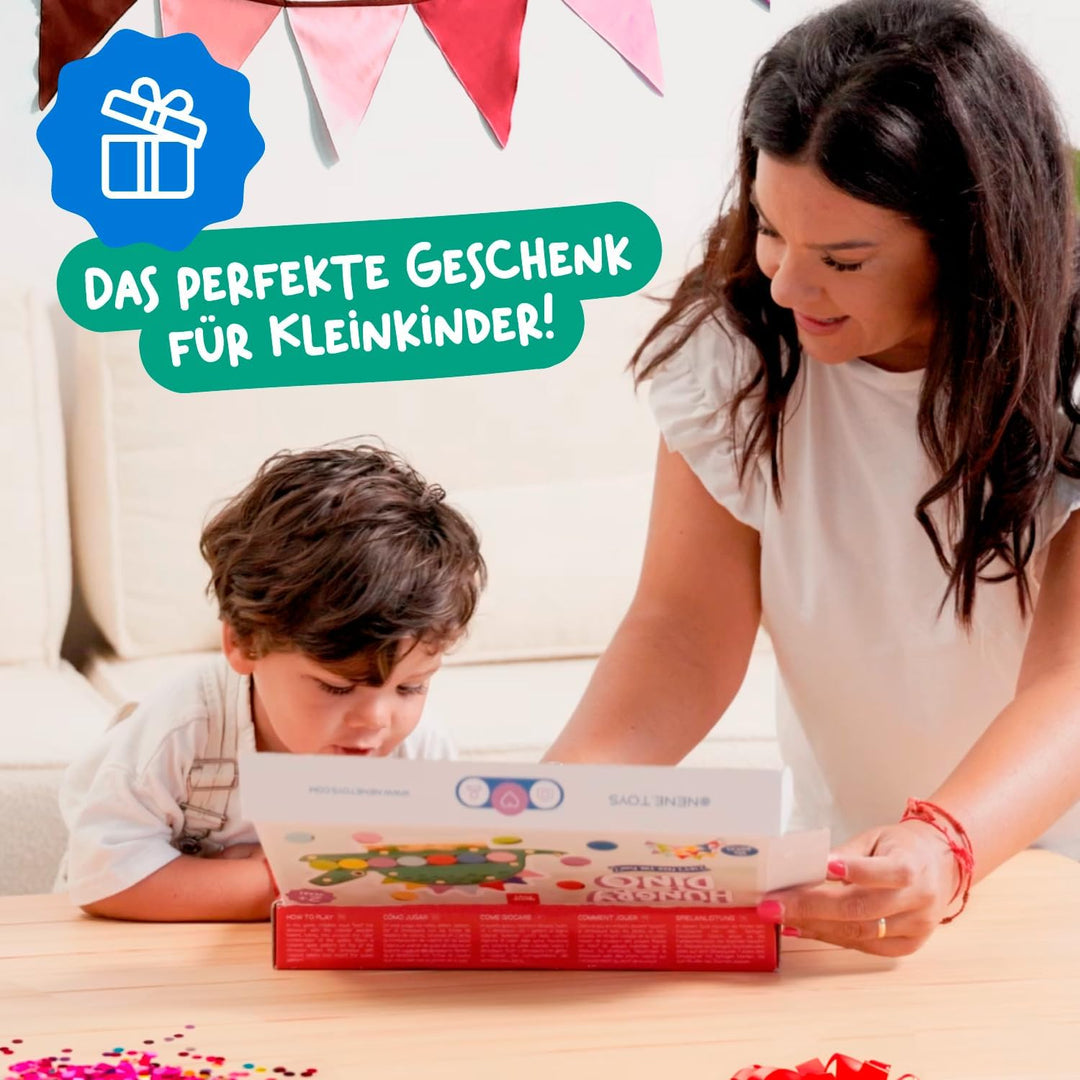 Nene Toys Hungriger Dino, Montessori Holzspielzeug ab 2 Jahren, Farben-Sortierspiel für Kleinkinder,