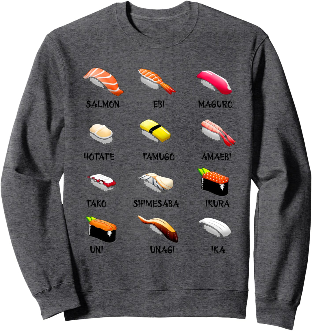 Sushi Variationen Japanesische Küche Kawaii Geschenk Sweatshirt