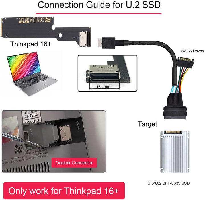 cablecc PCI-E 3.0 M.2 M-Key zu OCULINK SFF-8612 SFF-8611 Host-Adapter für Externe Grafikkarte & SSD