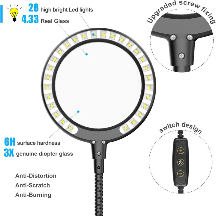 Lupe Mit Licht Dritte Hand Löten 3X VergrössErung Helfenden HäNden Tageslicht Lupenlampe Mit Licht M