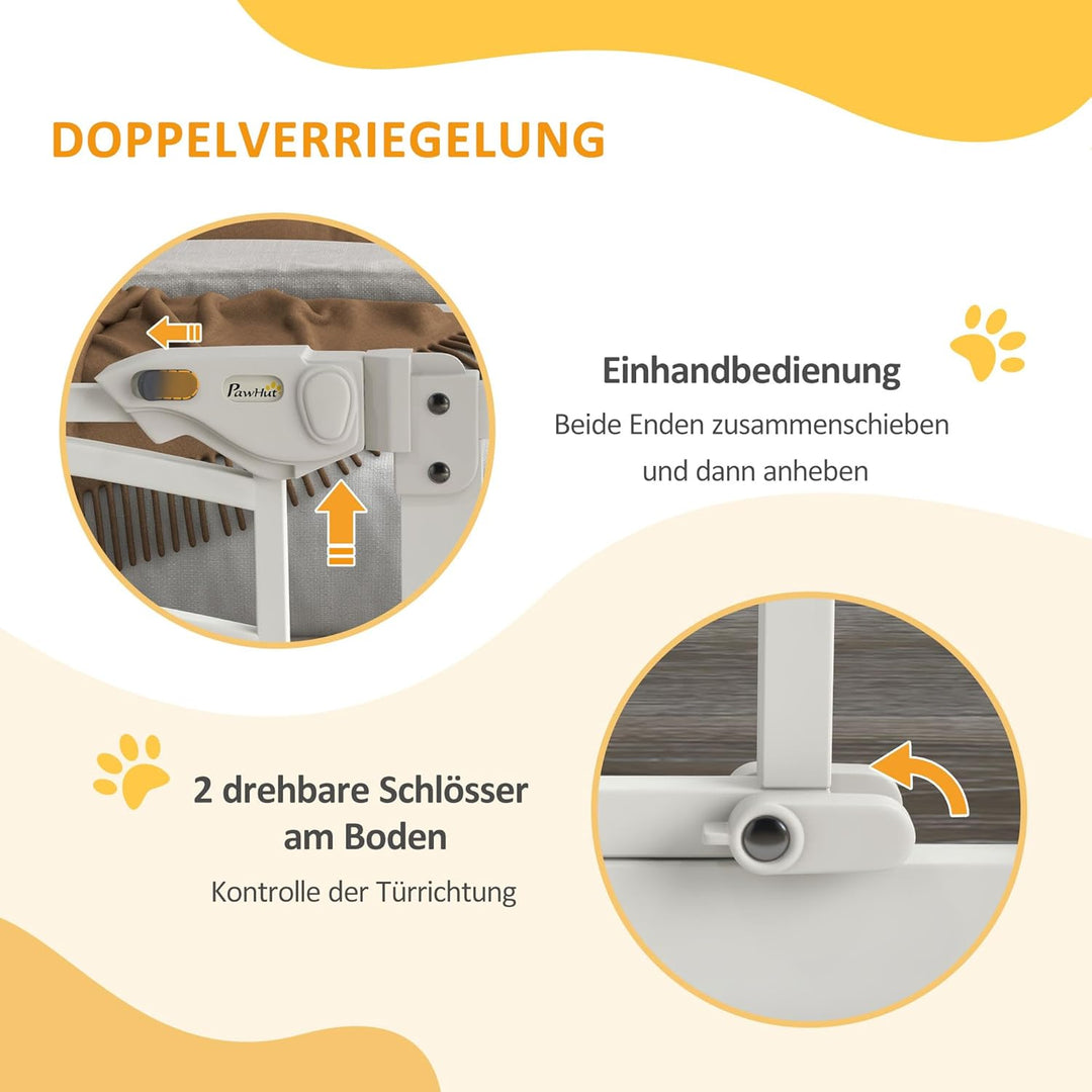 PawHut Treppenschutzgitter Türschutzgitter Ohne Bohren 74-100cm Kinderschutzgitter mit Auto-Close Be