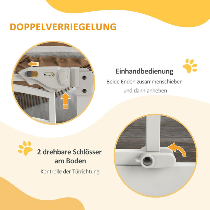 PawHut Treppenschutzgitter Türschutzgitter Ohne Bohren 74-100cm Kinderschutzgitter mit Auto-Close Be