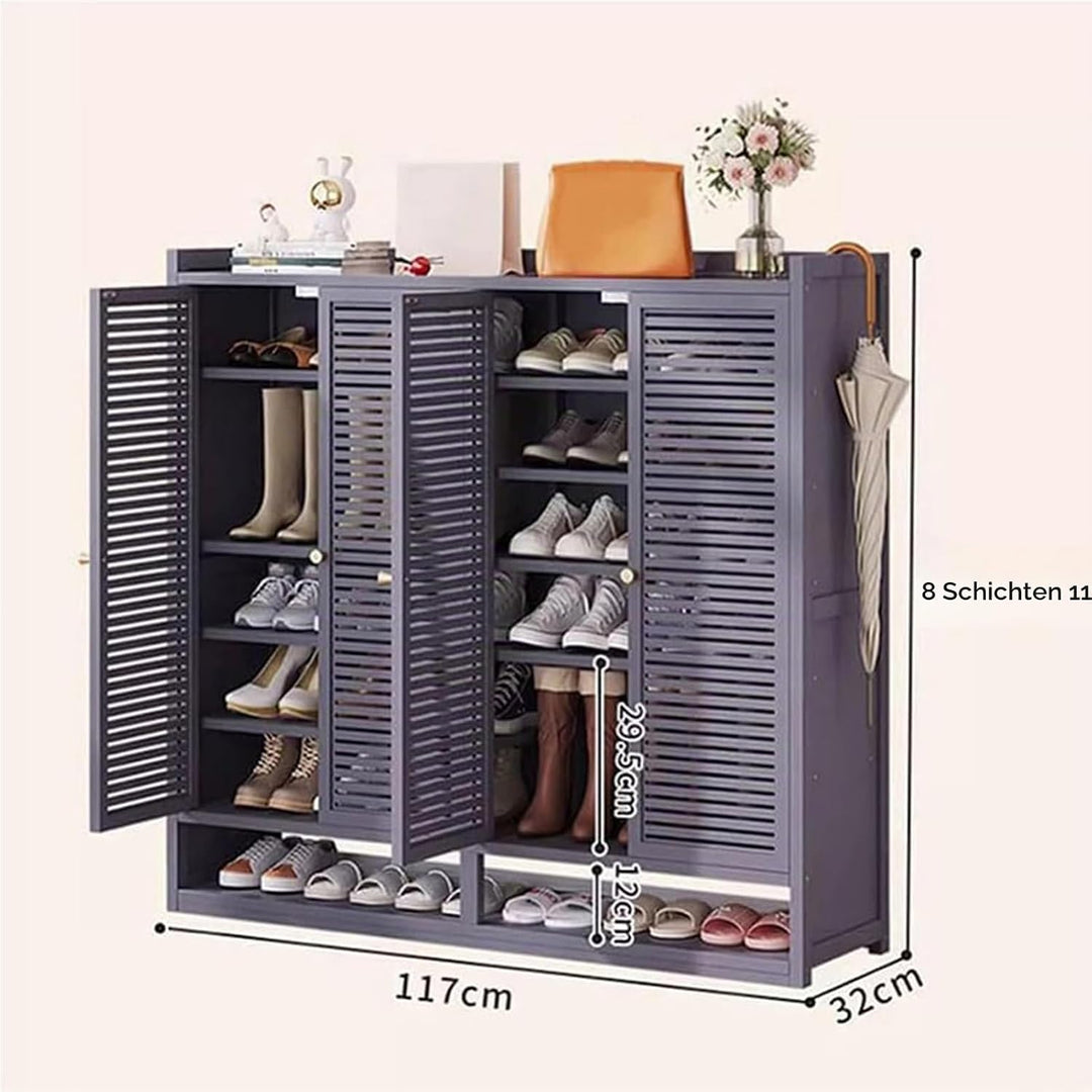 Generisch Schuhschrank Holz mit Korbgeflecht-Türen Moderner Bambus Schuhschränke Schuhschrank Schmal