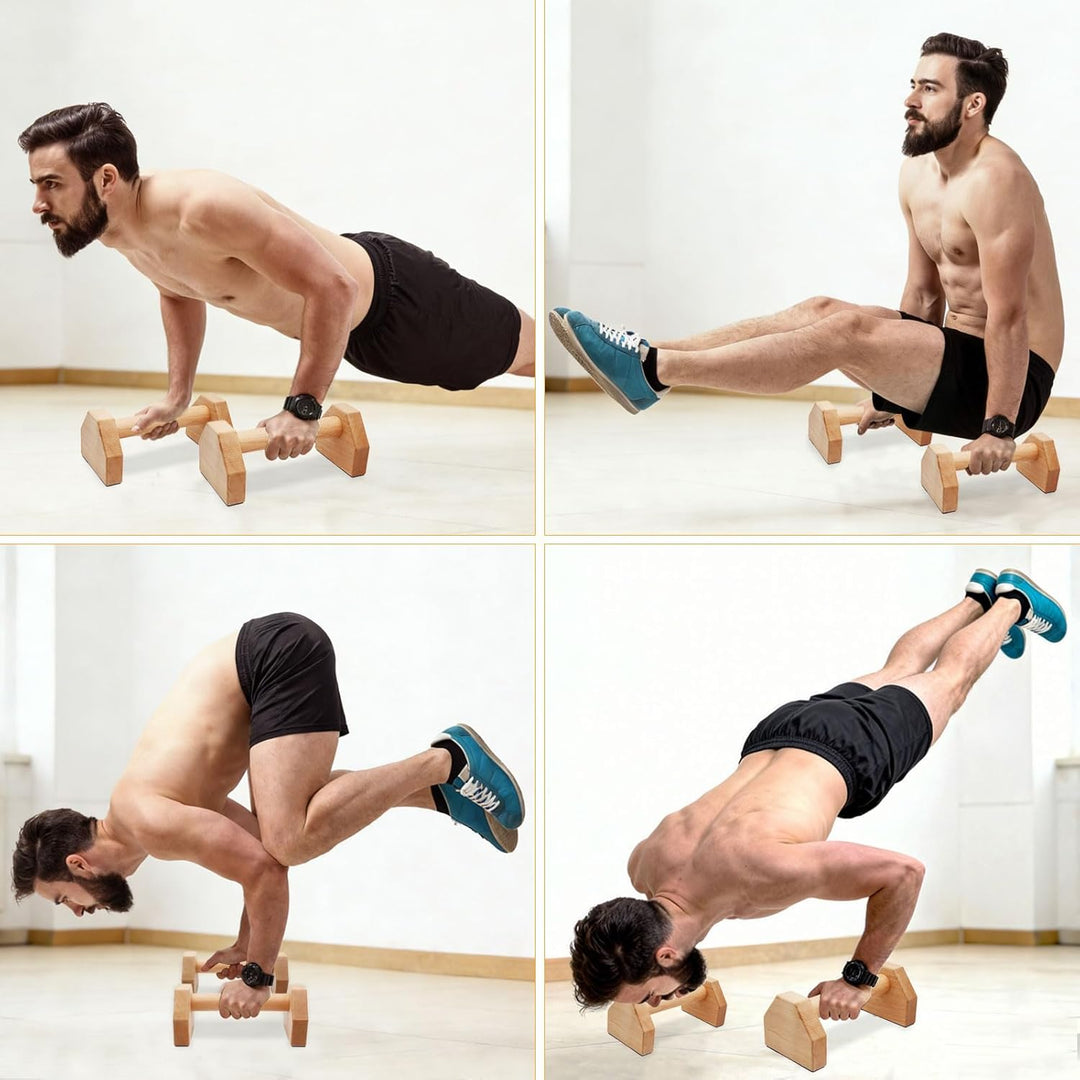 Liegestützgriffe 25cm Holz Parallettes Calisthenics Bar | 2 Stück Push Up Bars für Handstand, Lieges