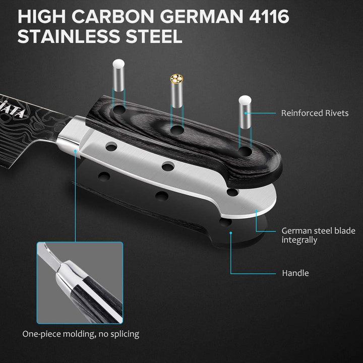 MOSFiATA Kochmesser Superscharfes Profi-Küchenmesser 10 Zoll Kuchen Messer Fleischmesser Deutscher E