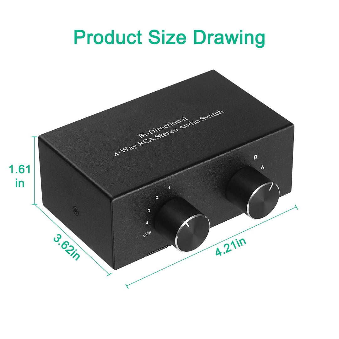 UNSTINCER Cinch RCA L/R Audio Switch 4(2)-In-2(4)-Out, Analog Stereo Aux Umschalter, Bidirektional M