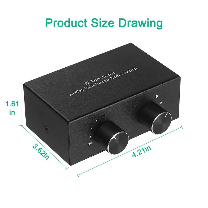 UNSTINCER Cinch RCA L/R Audio Switch 4(2)-In-2(4)-Out, Analog Stereo Aux Umschalter, Bidirektional M