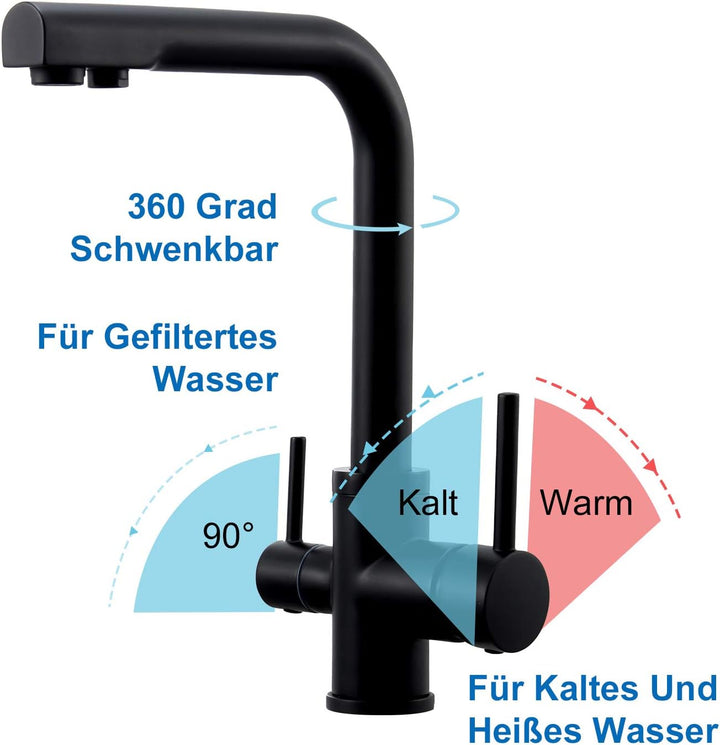 Wasserrhythm 3-Wege-Wasserhahn Küchenarmatur Küche 3 in 1 Mischbatterie Trinkwasserhahn Armatur für