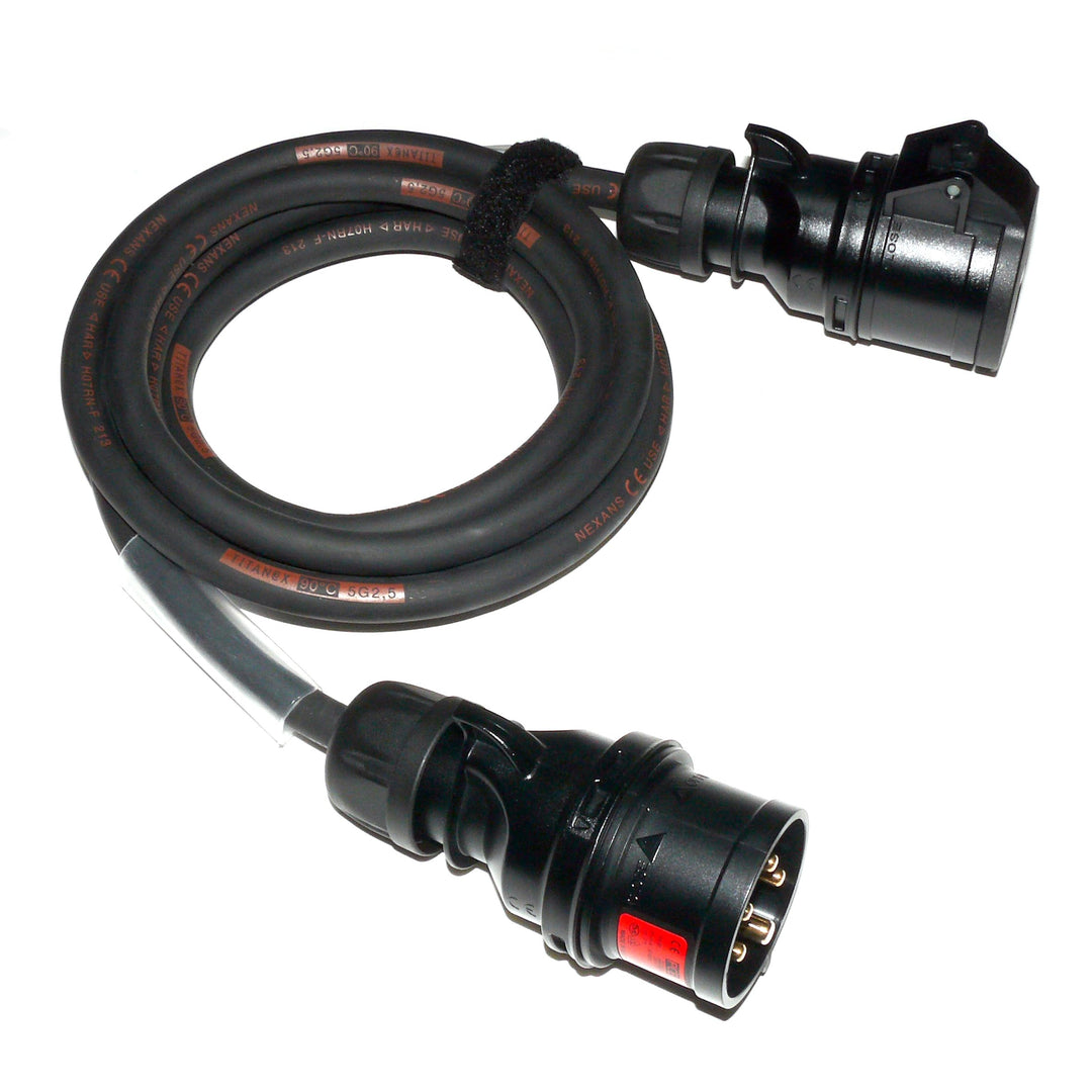 CEE Starkstromkabel (1,5m-50m) 16A Verlängerungskabel Titanex H07RN-F 5x2,5mm² mit schwarzem PCE Sha