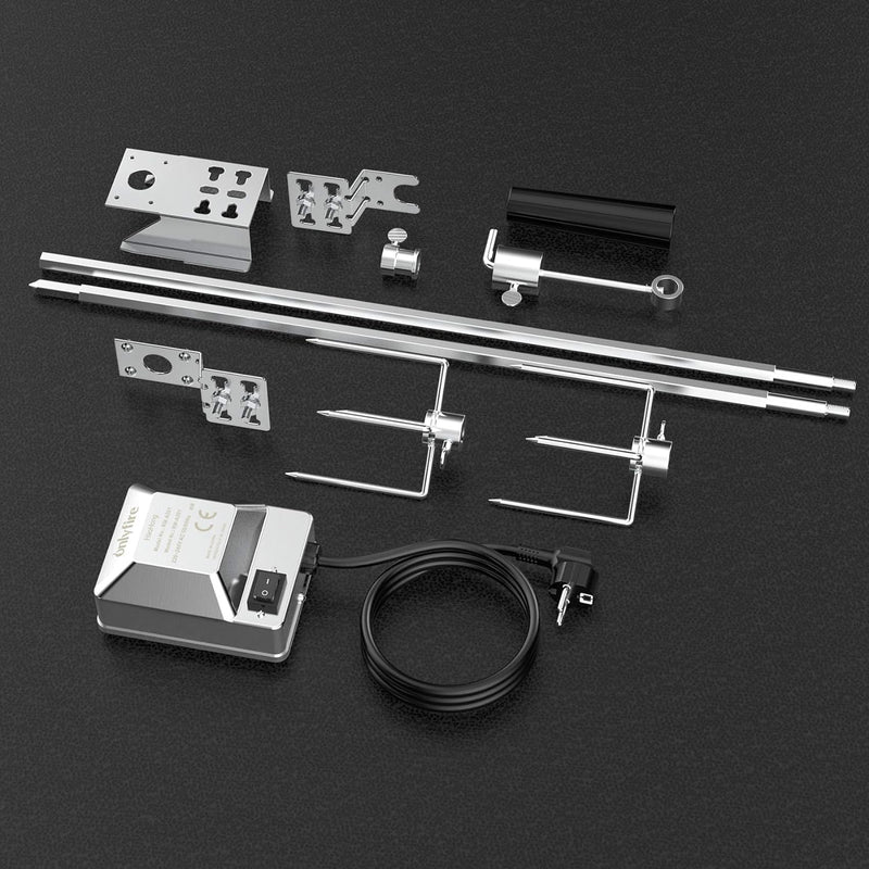 Onlyfire BRK-6012 Universal Grillspiess Set Drehspiess Ersatz Rotisserie Kit 114cm Lange, 12x12mm Se