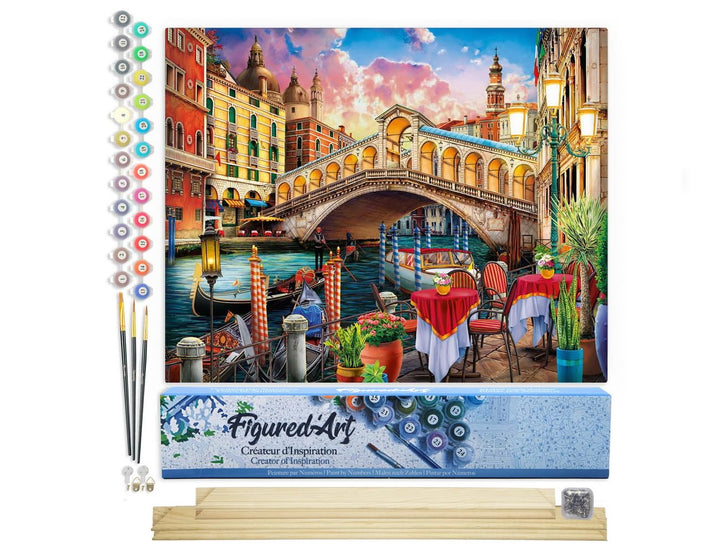 Figured'Art Malen Nach Zahlen Erwachsene Mit Rahmen Rialtobrücke - Paint by Numbers Basteln DIY Bast