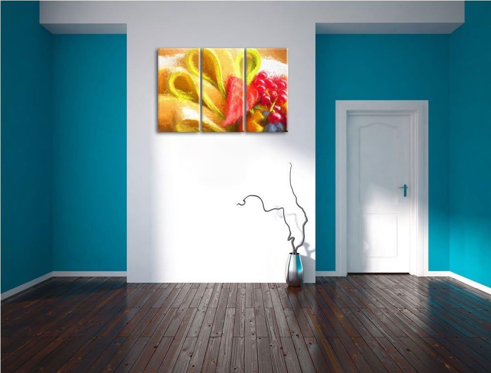 bunte Obstschale Spezial 3-Teiler Leinwandbild 120x80 Bild auf Leinwand, XXL riesige Bilder fertig g