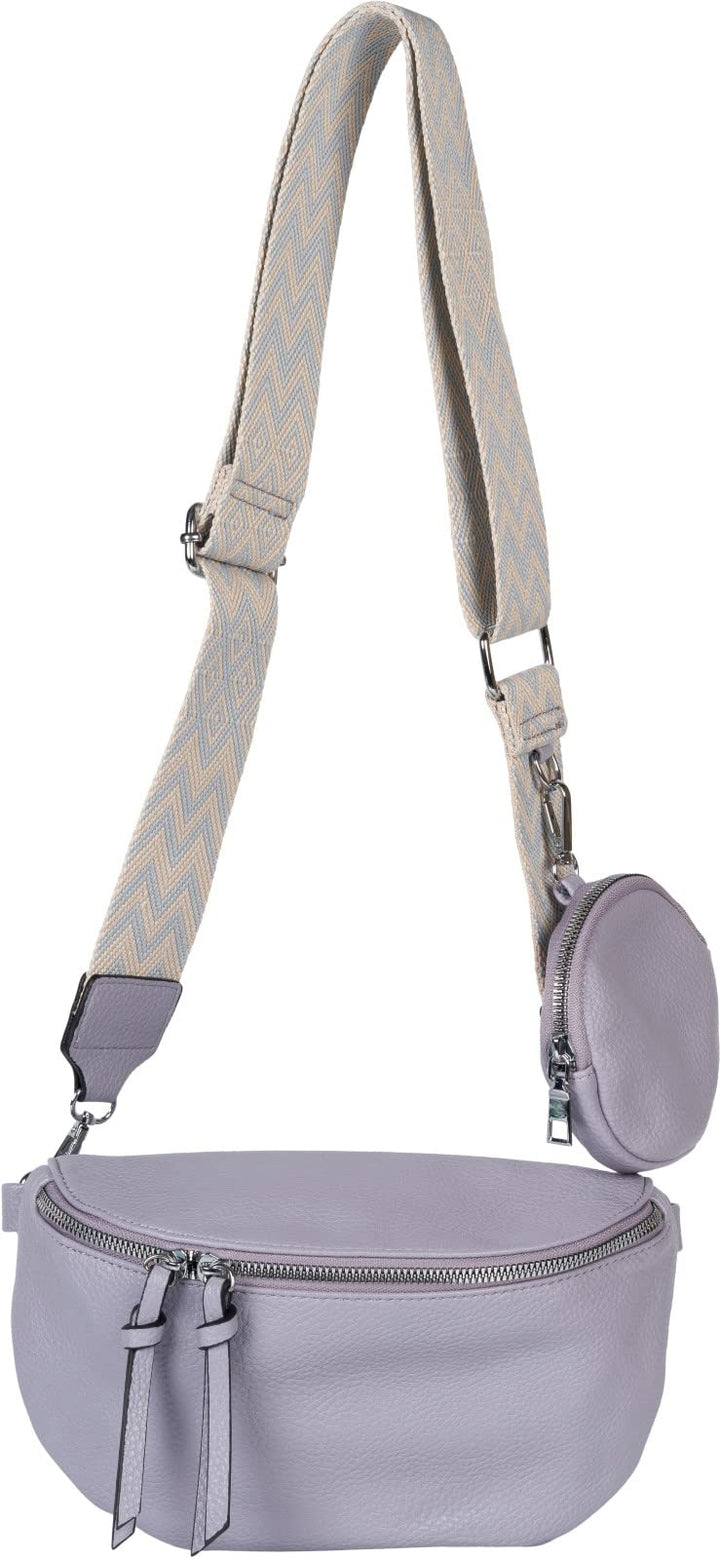 styleBREAKER Damen Halbmond Crossbody Schultertaschen Set 2-Teilig, Schultergurt mit Zick-Zack Raute
