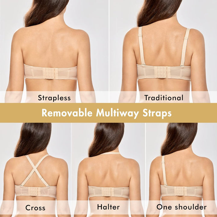 DELIMIRA Damen Trägerloser BH mit bügel Grosse Grössen Seamless Dirndl BH mit Geformte Cups 70B Beig