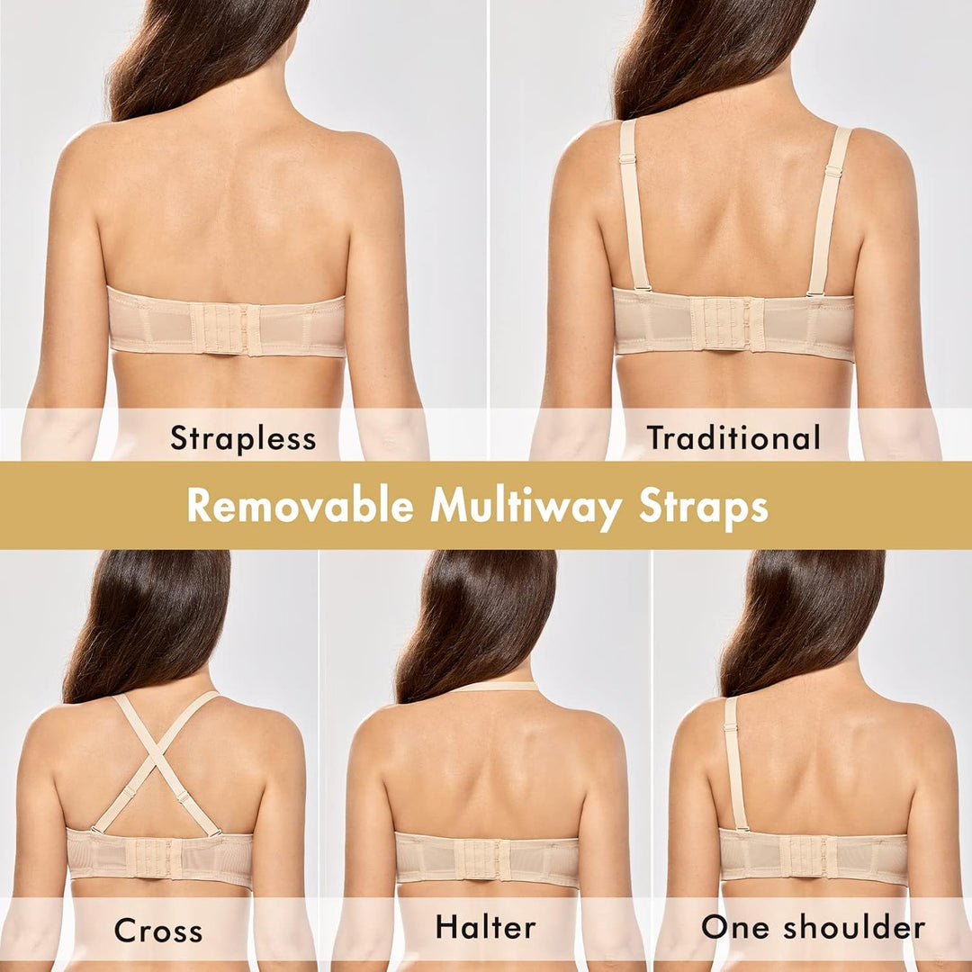 DELIMIRA Damen Trägerloser BH mit bügel Grosse Grössen Seamless Dirndl BH mit Geformte Cups 70E Beig