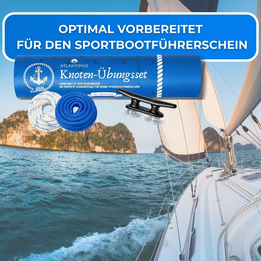 Knoten-Übungsset für den Sportbootführerschein See Binnen SBF mit Video-Anleitung - inkl. 2 x Seilen