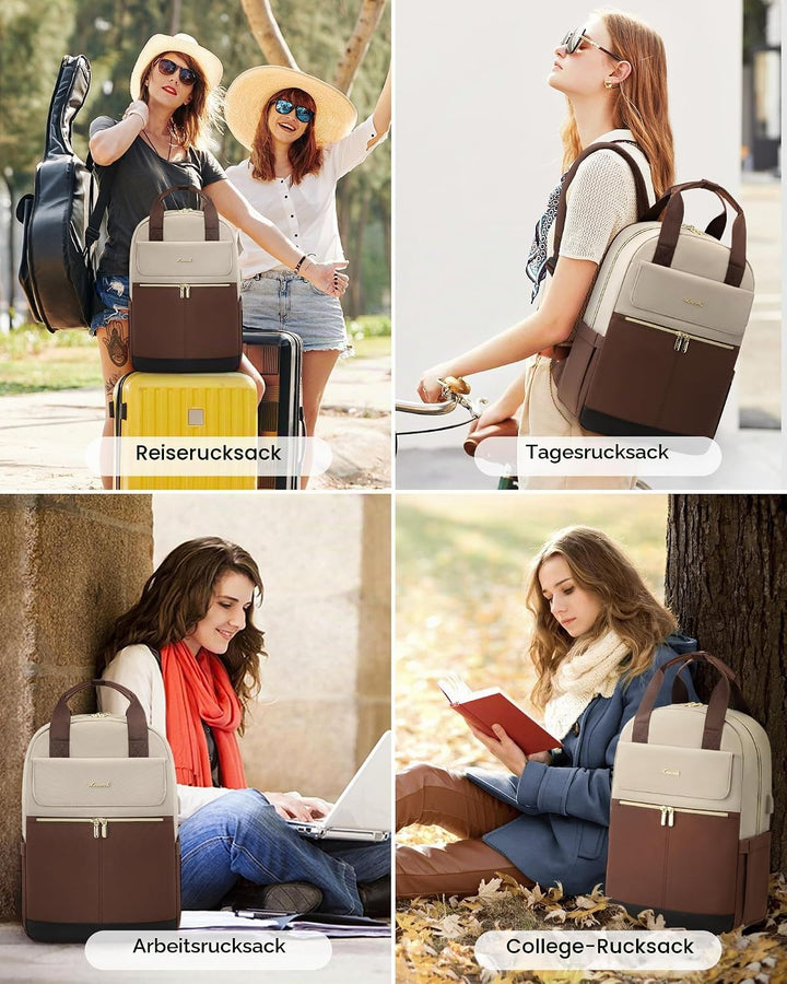 LOVEVOOK Rucksack Damen, Schulrucksack Teenager Mädchen 15,6 Zoll mit Laptopfach, Wasserdicht Schult