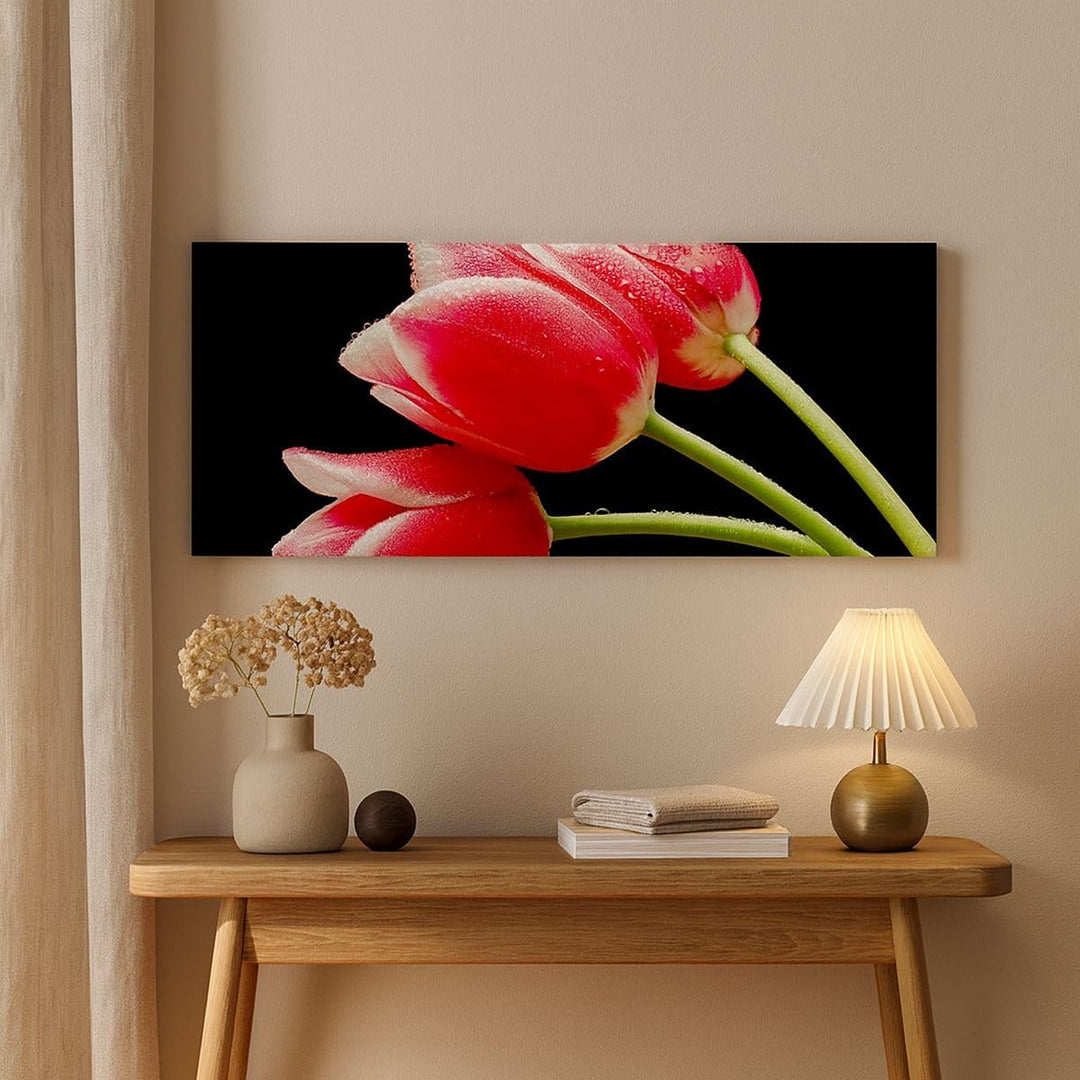 Wandbilder Dekoration Wohnzimmer Tulpe garten blume blumenstrauss Panorama Bilder auf Leinwand 120x5