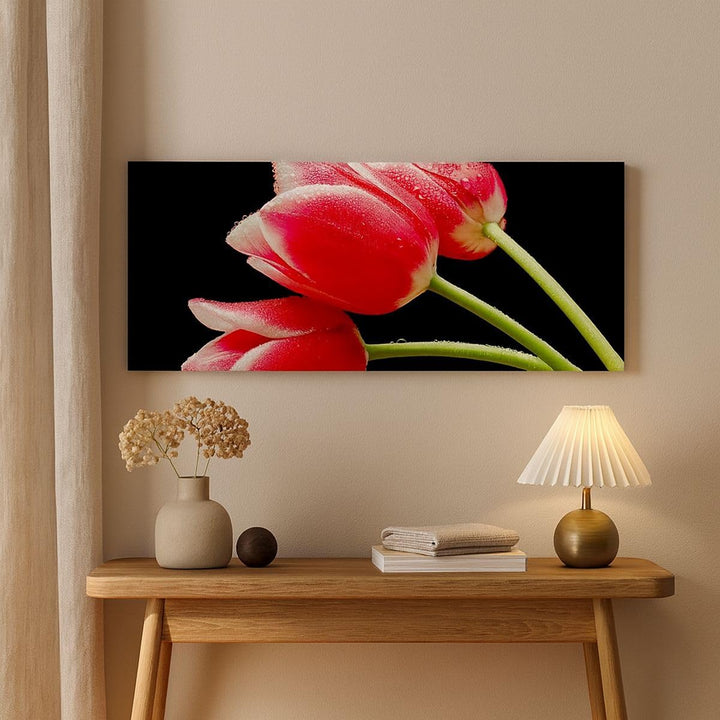 Wandbilder Dekoration Wohnzimmer Tulpe garten blume blumenstrauss Panorama Bilder auf Leinwand 120x5